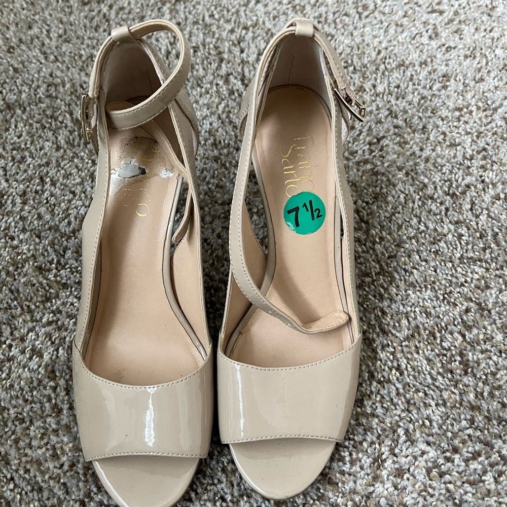 Nude peep toe heels